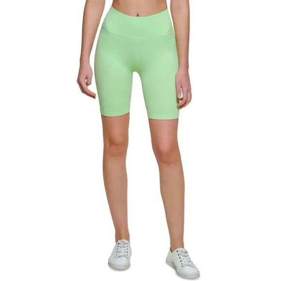 Calvin Klein Performance Women's High-Rise Ribbed Bike Short Key Lime Size:S M - Picture 2 of 5